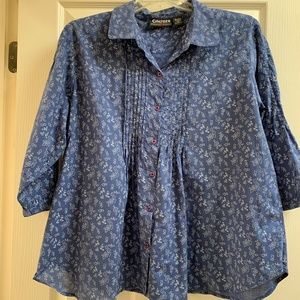 Plus Size Cotton Blouse with Pin tucking